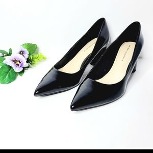 Zara Basic Collection Black Patent Leather Block Heel Pumps